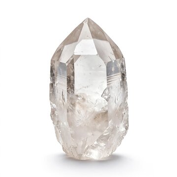 Large Clear Quartz Crystal Gemstone Isolated.