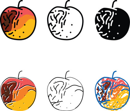 apple rotten food color icon vector. styles apple rotten food sign. isolated symbol