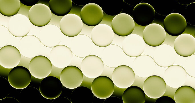 Green glass spheres create a dense abstract polka dot pattern