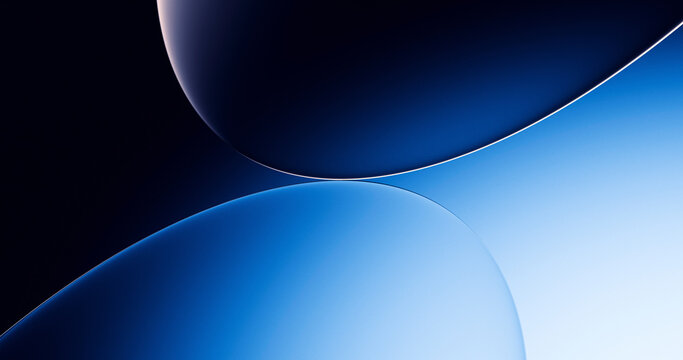 Blue glass spheres create a modern abstract background with shadows