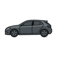Fototapeta premium A minimalist urban sports hatchback profile is shown in clean black outline