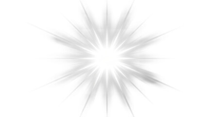 Fototapeta premium Bright starburst effect with glowing light rays and lens flare on white background