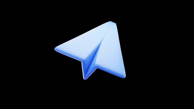 Blue paper airplane floats against black background. Green check mark confirms message delivery success. Modern design suggests reliable communication