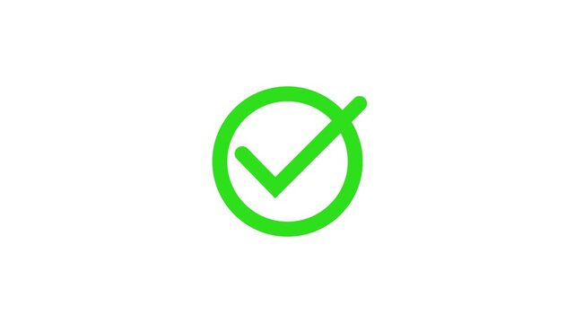 Green checkmark sign icon set check mark animation inside circle. Check mark icons indicates approval or confirmation encircled