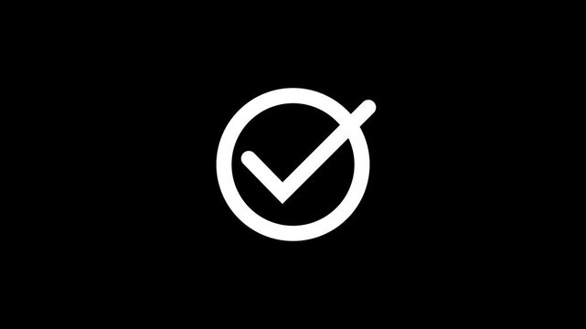 White checkmark sign icon set check mark animation inside circle. Check mark icons indicates approval or confirmation encircled