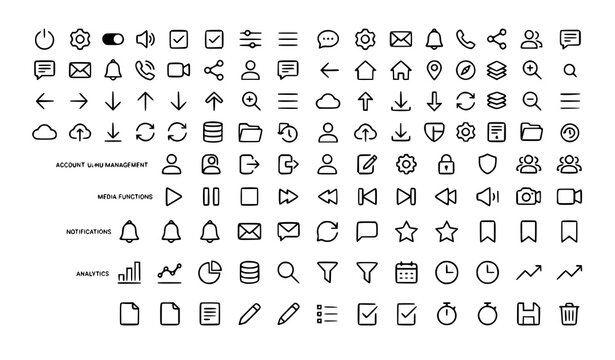 Premium UI UX icon pack with digital interface and technology symbols