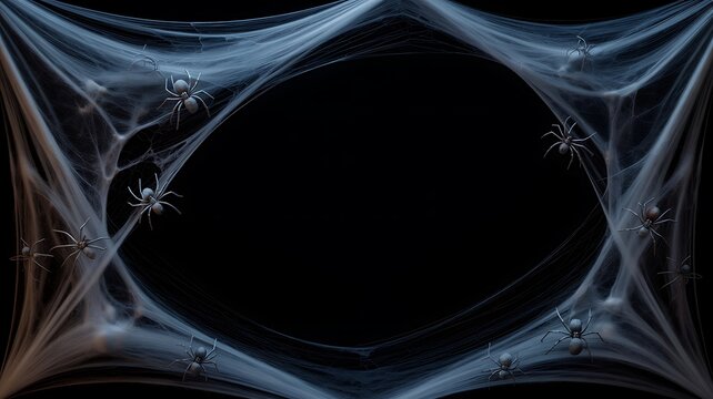 Spiders and cobwebs on a transparent background for Halloween or creepy designs