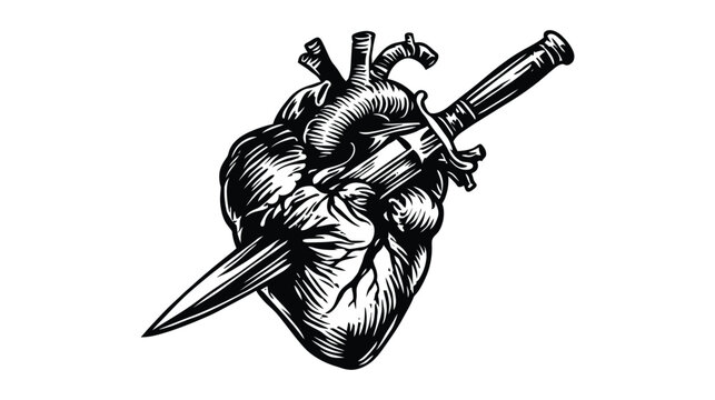 Heart silhouette illustration featuring a pierced anatomical