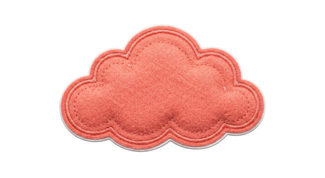 Coral felt cloud applique with white border and stitching detail