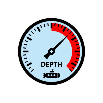 Submarine depth gauge icon with red danger zone