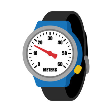 Scuba diving depth gauge wrist instrument isolated on white.