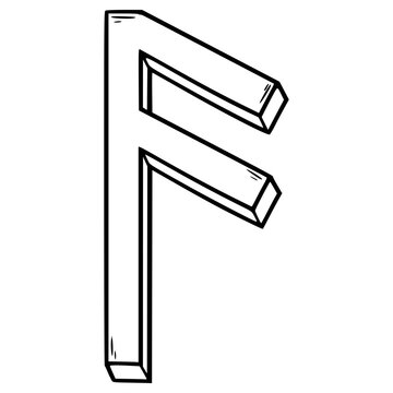 ansuz rune illustration hand drawn outline vector