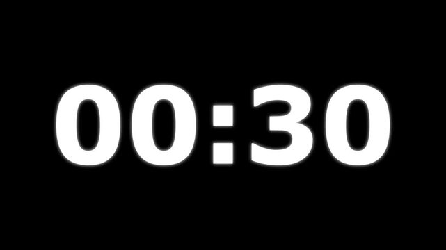 35 seconds countdown timer animation, 35-0 counting down seconds neon number motion graphic 4k animation , digital countdown clock, glowing numbers, live stream, event opener and broadcast graphics