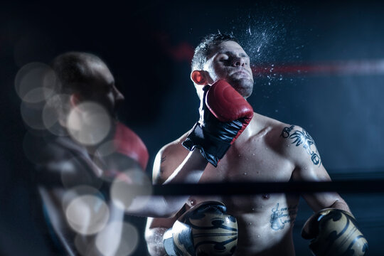Boxer hitting opponent