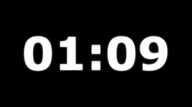 Glowing neon 1 minute 15 second countdown animation timer, Dynamic 75 second Countdown Animation Engaging Timer Visuals for Events 4k video.