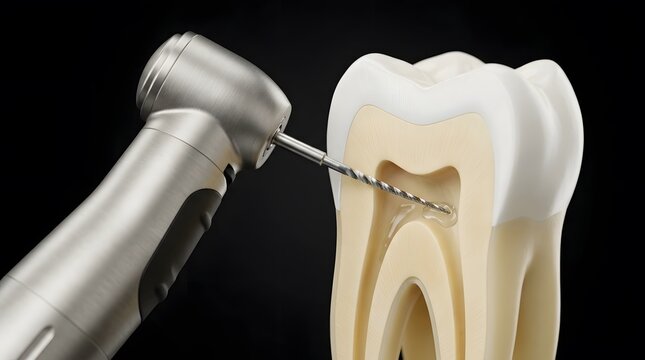 Dental extraction tool pulling a tooth
