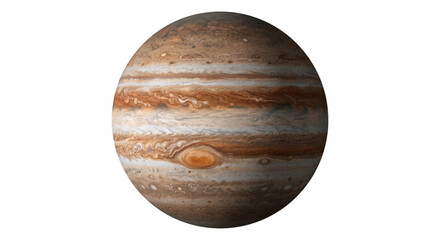Detailed view of Jupiter's swirling clouds and the Great Red Spot against a black background © Sapphire