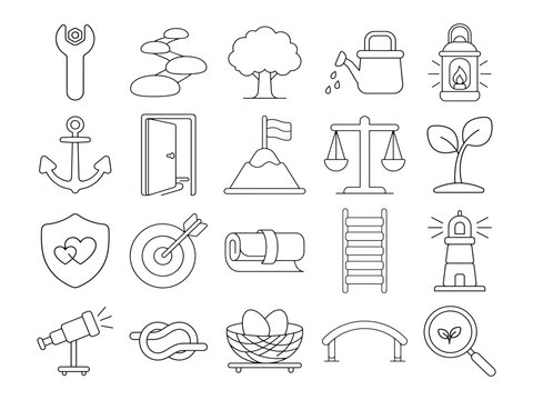 Nature and Lifestyle Symbols Collection Illustration