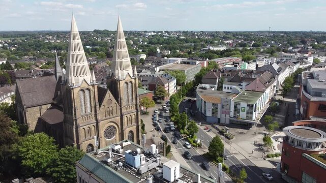 Aerial View of Solingen with St. Clemens Church in North Rhine-Westphalia, Germany