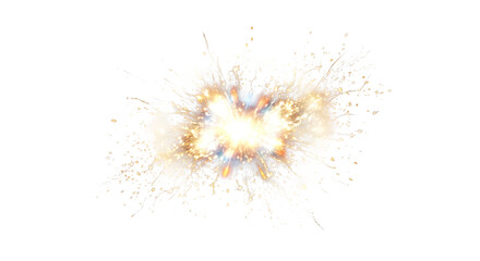 Bright explosion of golden sparks and light bursts on a dark background © Sapphire