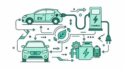 Electric Vehicle (EV) Charging Infrastructure and Green Energy System © Pixelmania
