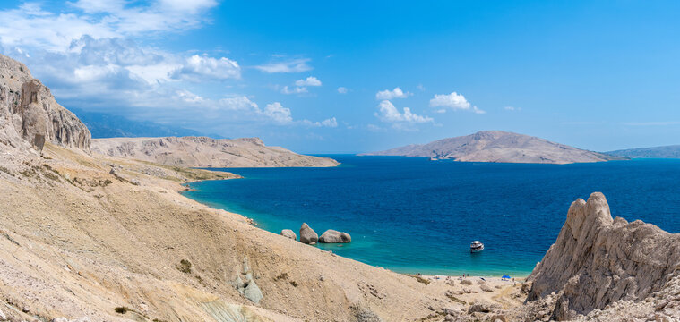 panoramic view on Beritnica Beach on Pag island in Croatia
