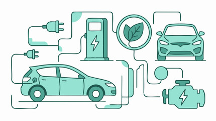 Eco-Friendly Electric Vehicle Network with Charging Station and Green Energy © Pixelmania