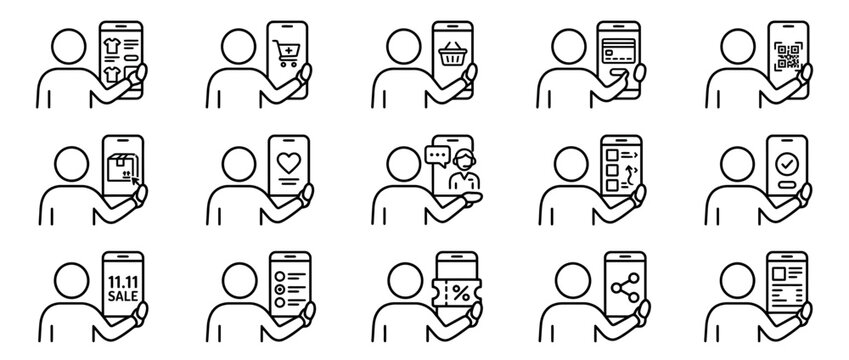 Online Shopping Icons: Mobile App User Interface Elements for E-commerce