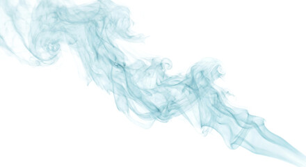 Fototapeta premium Wispy blue smoke swirling elegantly against a clean white background