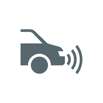 Car sensor icon indicating proximity alert, parking assistance, reverse warning, automotive technology