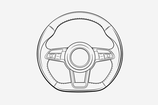 Outline 2D vector image of a car steering wheel