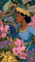 Obraz premium Black woman creatures mobile wallpaper