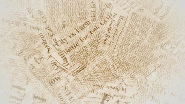 Vintage Newspaper Grunge Loop.Retro stop motion background featuring aged paper textures.