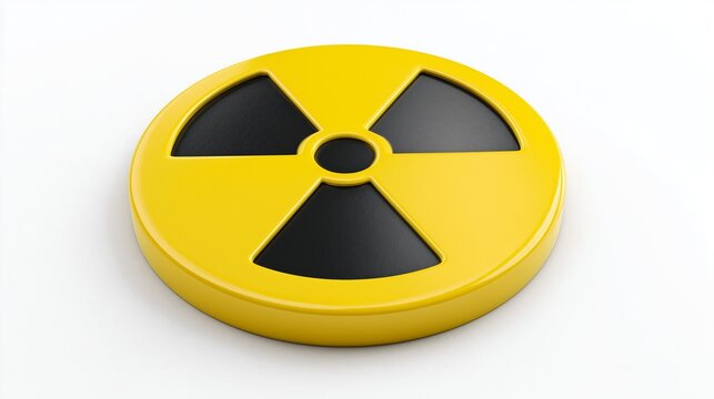 Yellow radiation symbol isolated on white background, radioactive warning
