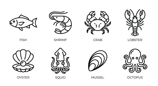 Set of black tribal animal vector silhouettes and nature icons for tattoo art and logo design
