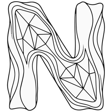 Abstract letter n geometric wireframe design