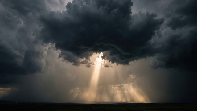 Storm Clouds With Light Ray &mdash; Hope After Darkness Concept