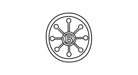 Circular network emblem with central letter b © zack