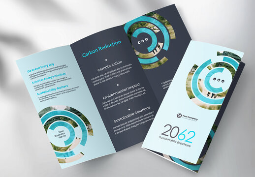 Modern Eco-Friendly Sustainability Corporate Business Tri-fold Brochure Template with Geometric Design