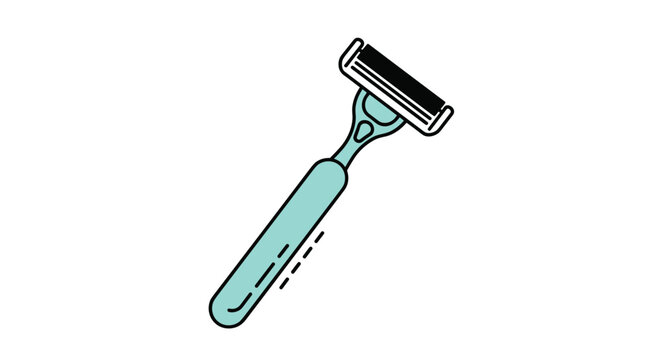 Simple disposable safety razor with a teal handle as a basic grooming and personal care tool illustration on a clean white background.