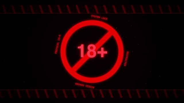 Red 18 Plus Age Restricted Content Warning Sign Animation