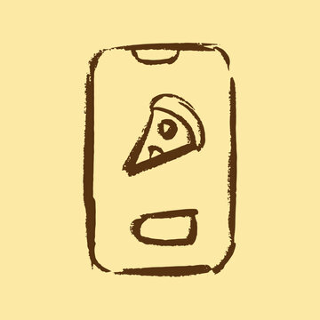 Vintage Hand Drawn Pizza Aps Vector Illustration