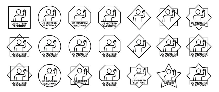 US Midterm Elections Icons: Voting Person Symbol Collection