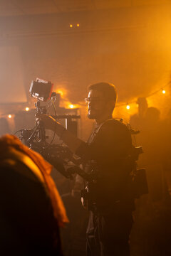 Cameraman at work on movie set