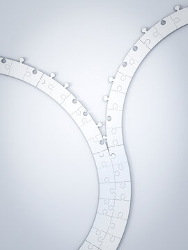 3D Rendering, pieces of puzzle, road, crossroad