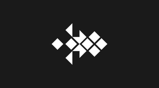 Abstract fish logo composed of geometric diamond tiles.