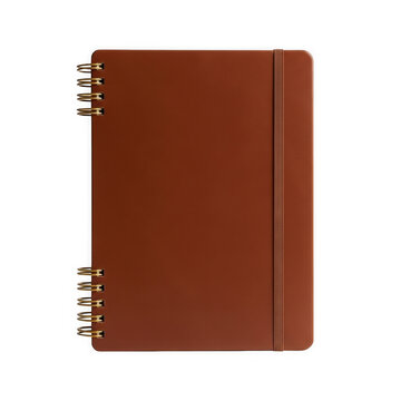 Brown leather spiral bound notebook