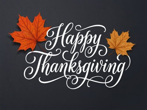 Happy thanksgiving day card with autumn leaves festive greeting for november holiday celebrations