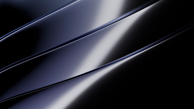 Elegant dark metallic wave background with smooth reflection