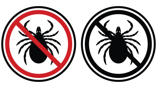 Tick vector icon set illustrating parasite warning and caution